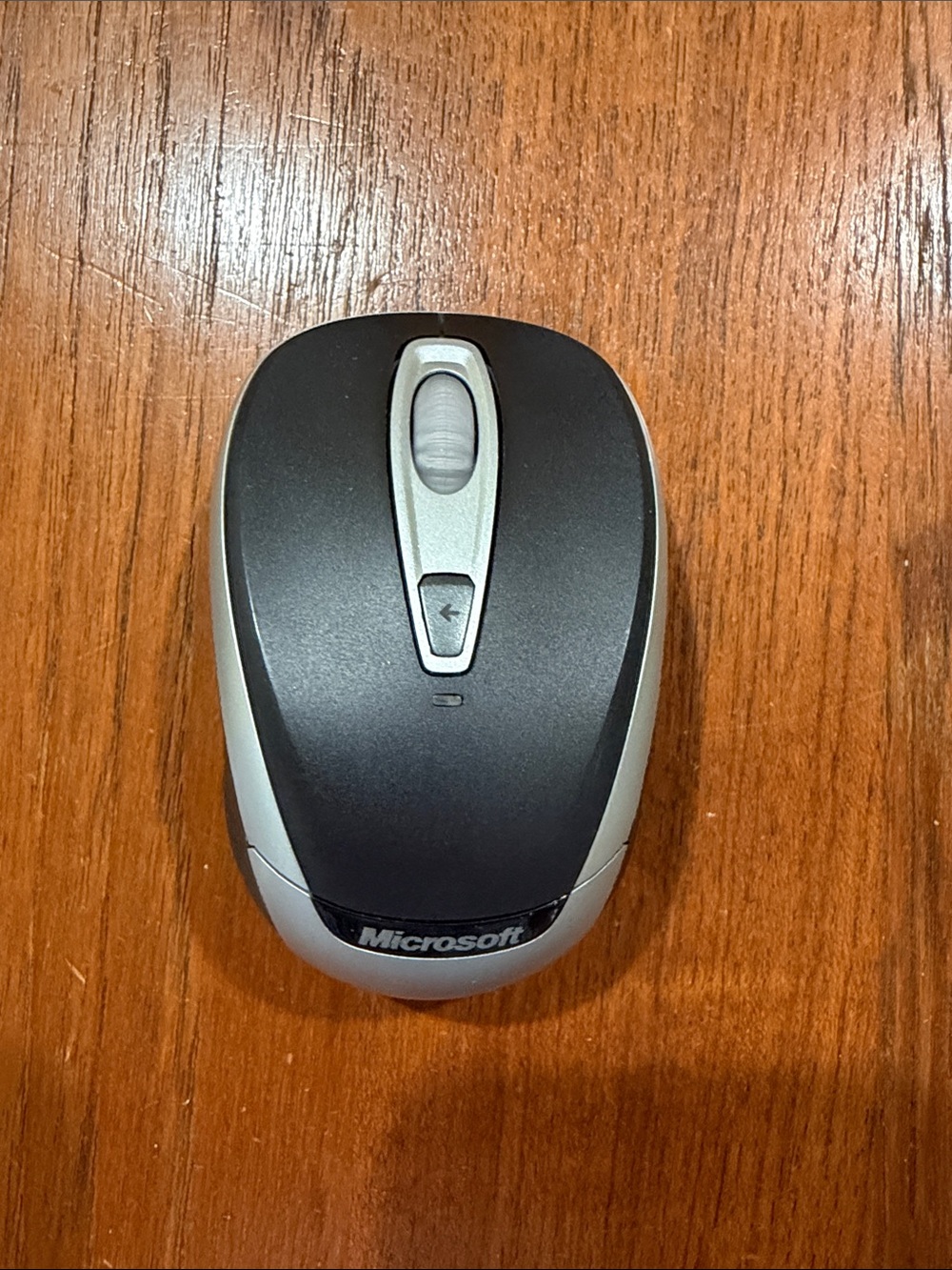Microsoft Black and Silver Wireless Optical Mouse - Compact Ergonomic Design